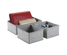 InterDesign Aldo Organizador de cajones, caja de almacenaje de polipropileno, juego de 3 cajas clasificadoras, gris