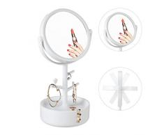 Relaxdays Espejo de Maquillaje, plástico, Vidrio, Blanco, 1 Ud