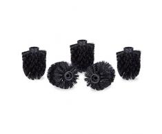 Relaxdays - WC Cepillo Cabeza en Juego de 5, Lose Escobillero 9,5 mm Rosca, cepillos de Repuesto Diámetro 8 cm, Color Negro
