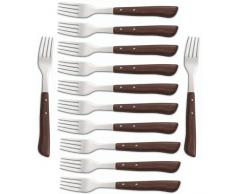 Arcos Cuchillos de Mesa Caja de 12 uds Tenedor de Carne Tenedor de Mesa, Acero Inoxidable 18/10 y 200 mm, Mango de Polipropileno, Color Marrón (12 uds)