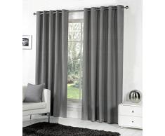 Fusion Sorbonne - Cortinas con Forro y Ojales (de algodÃ³n), Color Liso, algodÃ³n, Gris Oscuro, 46x72 (117 x 183 cm)