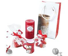 Candele DAurora Set de Navidad compuesto por vela de corazÃ³n rojo, vela de estrella roja, vela de taza roja, cero rojo grande, Set de linternas rojas