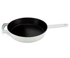 HearthStone Cookware - Sartén Diamond de Hierro Fundido Esmaltado, Blanca, 24 cm. Para Todas las Superficies, incluyendo Inducción y Horno.