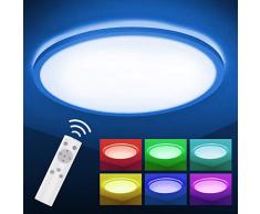 RGB Plafon Led Regulable Con Control Remoto, Ã295mm 18w 1600lm Plafon Led Techo Redondo, IP44 Impermeable, 18w Equivale a 150w, Blanco CÃ¡lido Regulable LÃ¡mpara De Techo Para BaÃ±o, Cocina, Dormitorio
