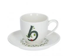 PORCELLANA Solotua Taza de cafÃ© con platillo Letra B 3 oz en Caja de Regalo