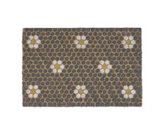 Relaxdays Felpudo Fibra de Coco, DiseÃ±o con Flores y Panal, Tapete Puerta Interior y Exterior, 40 x 60 cm, Color Natural