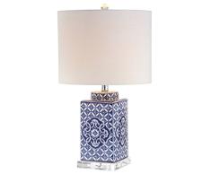 Jonathan Y JYL3006A Choi Lámpara Mesa LED Chinoiserie 58 cm Lámpara Tradicional Mesilla Noche Escritorio para Habitación, Salón, Oficina, Azul Blanco