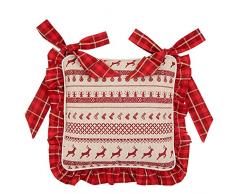 Clayre & Eef NOC25 - Funda para cojÃn de Silla (40 x 40 cm), diseño de Ciervo, Color Rojo y Beige