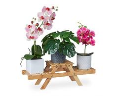 Relaxdays Escalera Plantas, EstanterÃa Macetas, 3 Baldas, para Ventana, Bambú, Soporte Flores, 17x51,5x15 cm, Natural, 100%