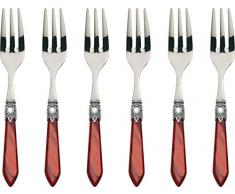Bugatti Oxford OXB3M-N3217 Tenedores para Tartas (Juego de 6) - Acero/ABS (acrilonitrilo butadieno estireno) - 21 x 18 x 3 cm - Rojo