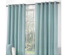 Fusion Sorbonne - Cortinas con Forro y Ojales (de algodón), Color Liso, algodón, Azul Pastel, 90x54 (229 x 137 cm)