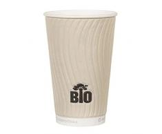 Tessera Bio Products Q530015EGT - Vasos de papel de doble pared a base de agua con pared exterior en relieve, diseño de árbol orgánico, capacidad de 16 onzas, altura de 90 mm, 25 unidades