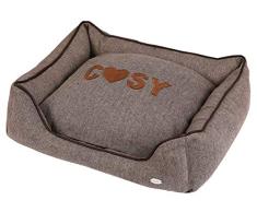Wouapy Sofa Prestige British -Espacio de Descanso confeccionado con Tejido de Espiga y Piel sintÃ©tica-DiseÃ±o, prÃ¡ctico y cÃ³modo-TamaÃ±o Mediano-marrÃ³n/Beige, Textil