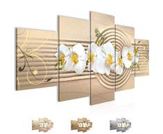 Cuadro de pared con diseÃ±o de flores y orquÃ­deas â Lienzo XXL â Cuadros de pared para salÃ³n o vivienda â Impresiones artÃ­sticas amarillas 5 piezas â Fabricado en Alemania â Listo para colgar 203453a