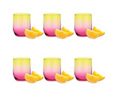 Juego de 6 vasos bajos de 300 ml, rosa de colores