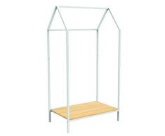 Box and Beyond Perchero y zapatos de metal y pino â Forma de casa â 1 barra de armario, 1 estante â blanco/natural â 150 x 50 x 80 cm