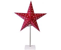 Lámpara de pie Star, Materal: metal/madera/papel, aproximadamente 67x43cm, Color rojo/blanco