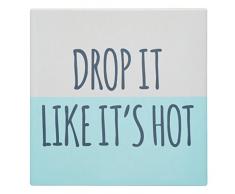 KitchenCraft KCTRIVDROP - Salvamanteles de cerámica cuadrado (20 x 20 cm), color verde y blanco