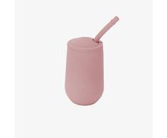 ezpz Happy Cup 24 meses +. Vaso de entrenamiento para niños pequeños con tapa y pajita. 100% silicona. Diseñado por un especialista en alimentación pediátrica. Rosa