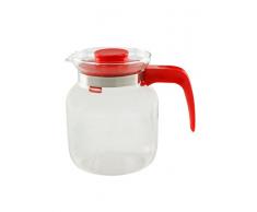 Pyrex Classic Jarra bajo con Mango Rojo, Cristal, 1.25Â L