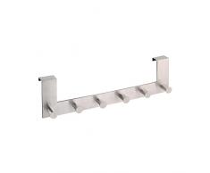axentia perchero de puerta con 6 ganchos, percha para la puerta sin taladrar, gancho de puerta para la cocina, el baño, el salón y el pasillo, acero inoxidable