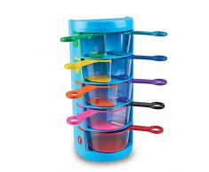 Learning Resources- tazas medidoras de fracciones de arcoíris (juego de 9) recursos de enseñanza para aprender fracciones, suministros de cocina para hornear para niños y útiles escolares