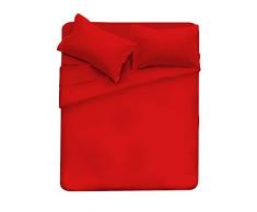 Max Color CLMXROSSO2P Juego Ropa de Cama Plana 250x300, Plancha instalada 170x200cm+2 Fundas 52x82cm, Rojo, 100 % Algodón, Doble
