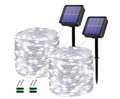 Luces Solares LED Exterior Jardin, 2 Pack Guirnaldas Luces Exterior Solar 2Ã120 LED12M Impermeables Cadena de Luces Decoracion para JardÃn, Dormitorio, Muebles, Patio, Terraza, Balcón, Fiestas, Bodas