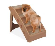 Relaxdays Escalera para Perro Pequeño o Grande, 4 Peldaños, Cama, Sofá y Coche, PP-Fieltro, 1 Ud, 49 x 39 x 61 cm, Beige