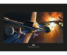 Komar Wandbild Von Star Wars Classic RMQ Endor Orbit War | Kinderzimmer, Jugendzimmer, Dekoration, Kunstdruck | ohne Rahmen | WB137-70x50 fotomural, carbÃ³n