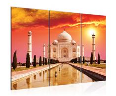 Taj Mahal India 600531a - Cuadro de pared (120 x 80 cm, lienzo de fieltro, formato XXL, 3 piezas, fabricado en Alemania), color naranja