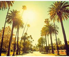 Komar Wandbild Von Palm Alley | Poster, Bild, Wohnzimmer, Schlafzimmer, Dekoration, Kunstdruck | ohne Rahmen | P127-50x40 fotomural, Gelb, Braun, Bunt