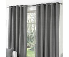 Fusion Sorbonne - Cortinas con Forro y Ojales (de algodón), Color Liso, algodón, Gris Oscuro, 46x90 (117 x 229 cm)