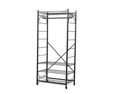 Perchero de Acero Resistente con Estantes Ajustables y Ruedas 73,6 x 44 x 166cm(Barra Individual)