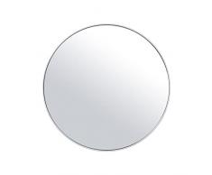 DRW Espejo de Pared Redondo de Metal y Trasera Madera DM en Blanco 60x1,5cm, INT. 59cm