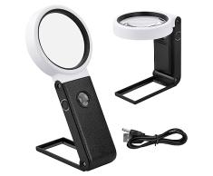 Lupa con luz 6X, Aumento con luz LED 25X, Lupa para Leer, Lupa con luz, Lupa de Lectura, Lupa de Mano para Personas Mayores, niños, Lectura, joyero, Manualidades, Libros, Regalo, 8 cm