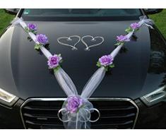 Autoschmuck Organza M + Corazones, Coche, Joyas, Novia, Pareja, Rosa, decoración, decoración de Coches, Boda, Coche, ratán