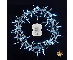 Relaxdays Guirnalda LED, 96 Leds, A Pilas, Interior & Exterior, 8 Modos, Decorativa, Blanco frÃo, 2,70 x 793 x 6,5 cm