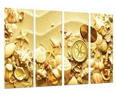 Poster Fotográfico Arena Sedimentos, Estrella Mar, Conchas Caracolas, Baño Tamaño total: 131 x 62 cm XXL