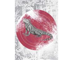 Komar Wandbild Von Iguana Circle | Poster, Bild, Wohnzimmer, Schlafzimmer, Dekoration, Kunstdruck | ohne Rahmen | P077C-50x70 fotomural, Schwarz, WeiÃ, Rot