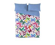 Euromoda Colorfull Cama 90 (150 x 220 cm), algodÃ³n, Blanco/Azul, 1700