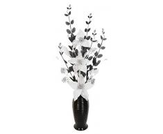 Flourish PT-30Â florero con Blanco Flores Artificiales, Negro, 80Â cm