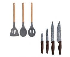 San Ignacio PK1938 Juego de 4 Cuchillos Acero Inoxidable y Set 3 Utensilios de Cocina colecciÃ³n Daimiel, Silicona