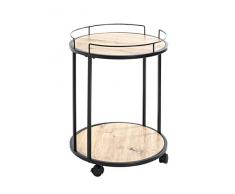 Haku Möbel Mesa Auxiliar con Ruedas, Estantes de Tablero de Fibra de Densidad Media MDF con decoración en melamina Roble, Diámetro: 45 cm