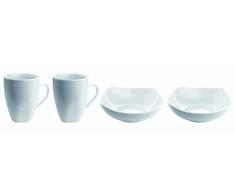 Mäser Domestic Cosmo - Juego de 2 tazas de café y 2 cuencos para cereales, 4 piezas en total, color blanco