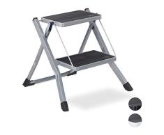 Relaxdays Escalera Plegable 2 PeldaÃ±os, Escalerilla Cocina, DomÃ©stica, Antideslizante, Hierro, 45 x 50 x 50 cm, Gris