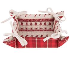 Clayre & Eef NOC47 - Cesta para el Pan (35 x 35 x 8 cm), diseÃ±o de Ciervo, Color Rojo y Beige