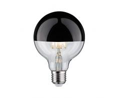 Paulmann 28677 lÃ¡mpara LED filamento G95 6Â vatios Bombilla cÃºpula Espejo Negro Cromo 2700 K Blanco cÃ¡lido Regulable E27, 6.5 W, Kopfspiegel Schwarzchrom