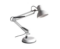 wonderlamp - Flexo Blanco articulado Avati, LÃ¡mpara Escritorio retro-vintage, Cuerpo y cabezal Articulable, Bombilla 1xE27, W-F000025