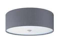 EGLO PASTERI iluminación de techo Gris, Níquel E27 - Lámpara (Gris, Níquel, Salón, Cilindro, Cepillado, Tela, Vidrio, Acero, I)